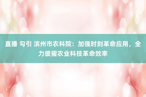 直播 勾引 滨州市农科院：加强时刻革命应用，全力拔擢农业科技革命效率