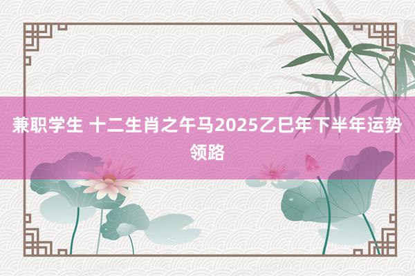 兼职学生 十二生肖之午马2025乙巳年下半年运势领路